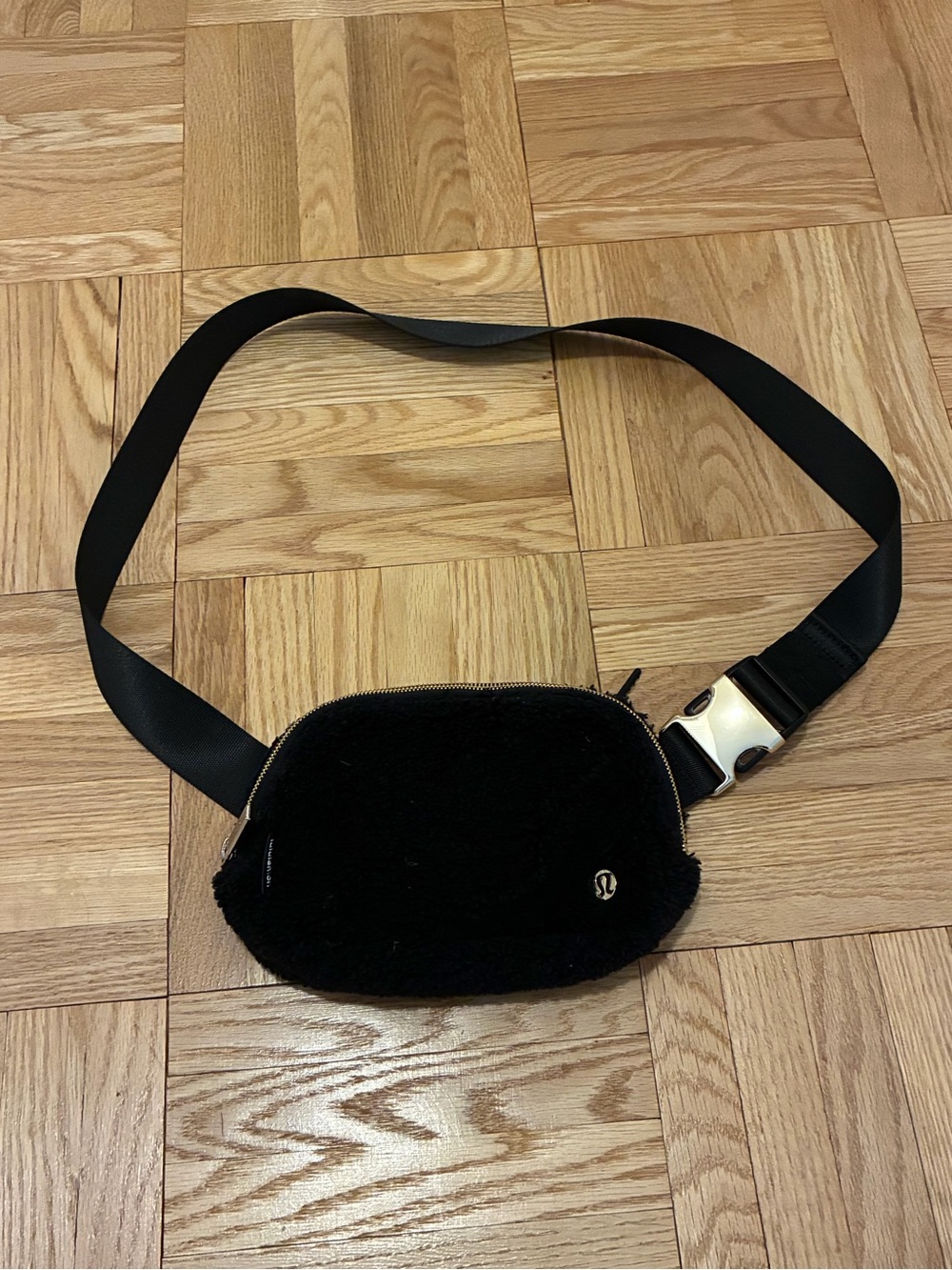 Perfect condition! lululemon athletica Black Fuzzy Crossbody Belt Bag